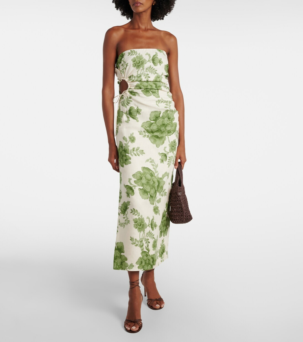 SIR Gardella cutout floral linen midi dress