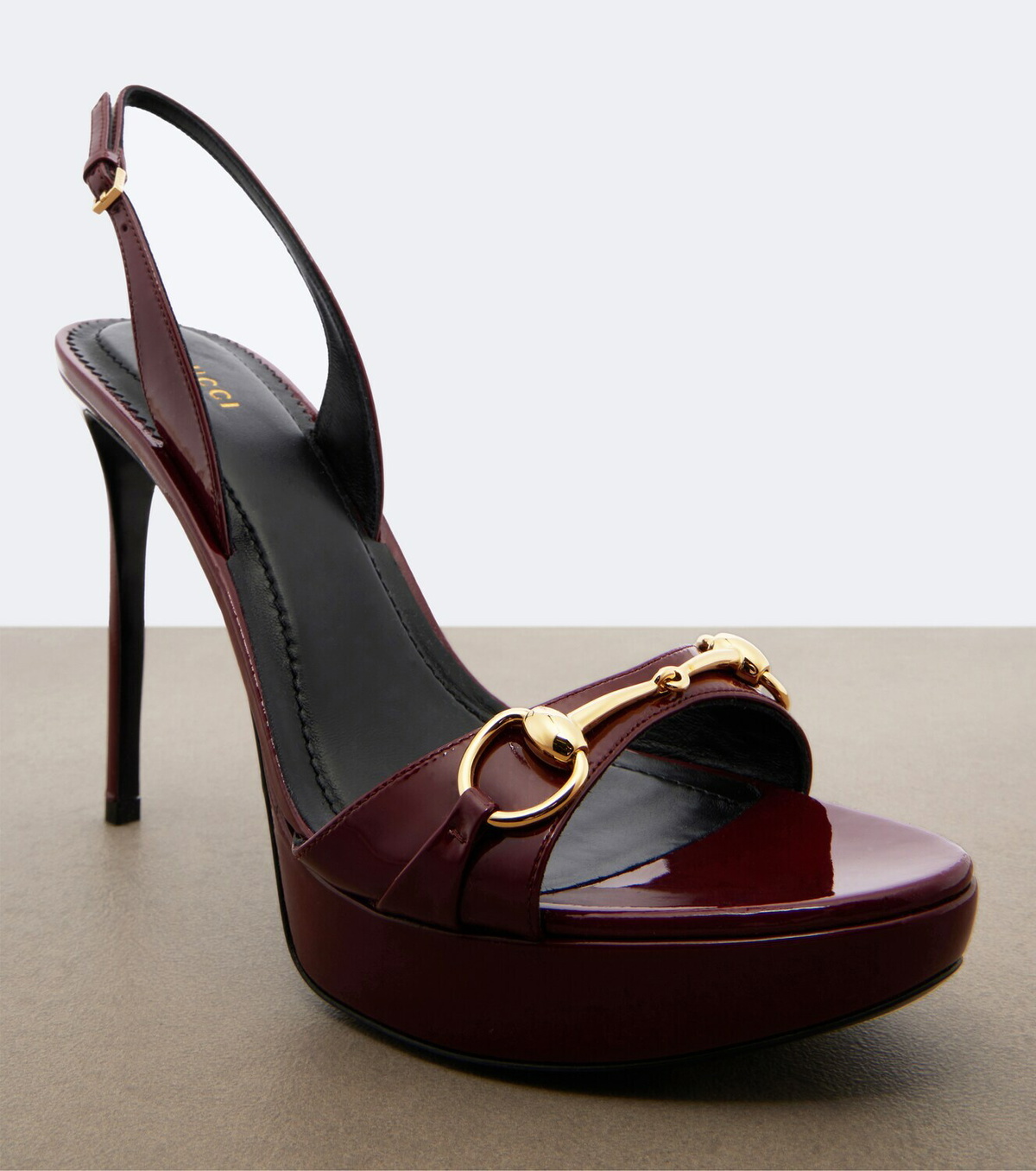 Gucci Donna patent leather platform sandals