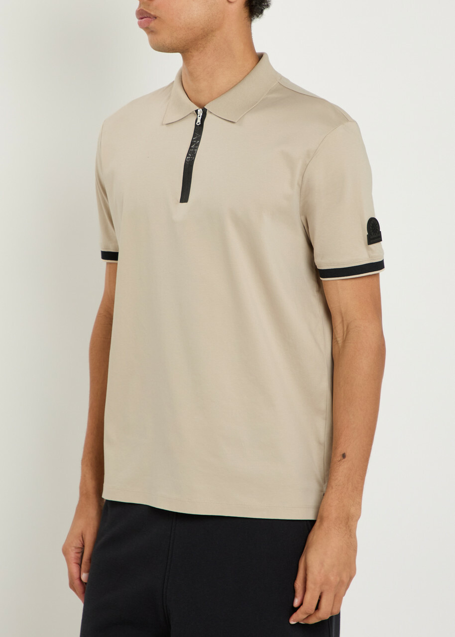 Sandbanks Logo Jersey Polo Shirt Beige
