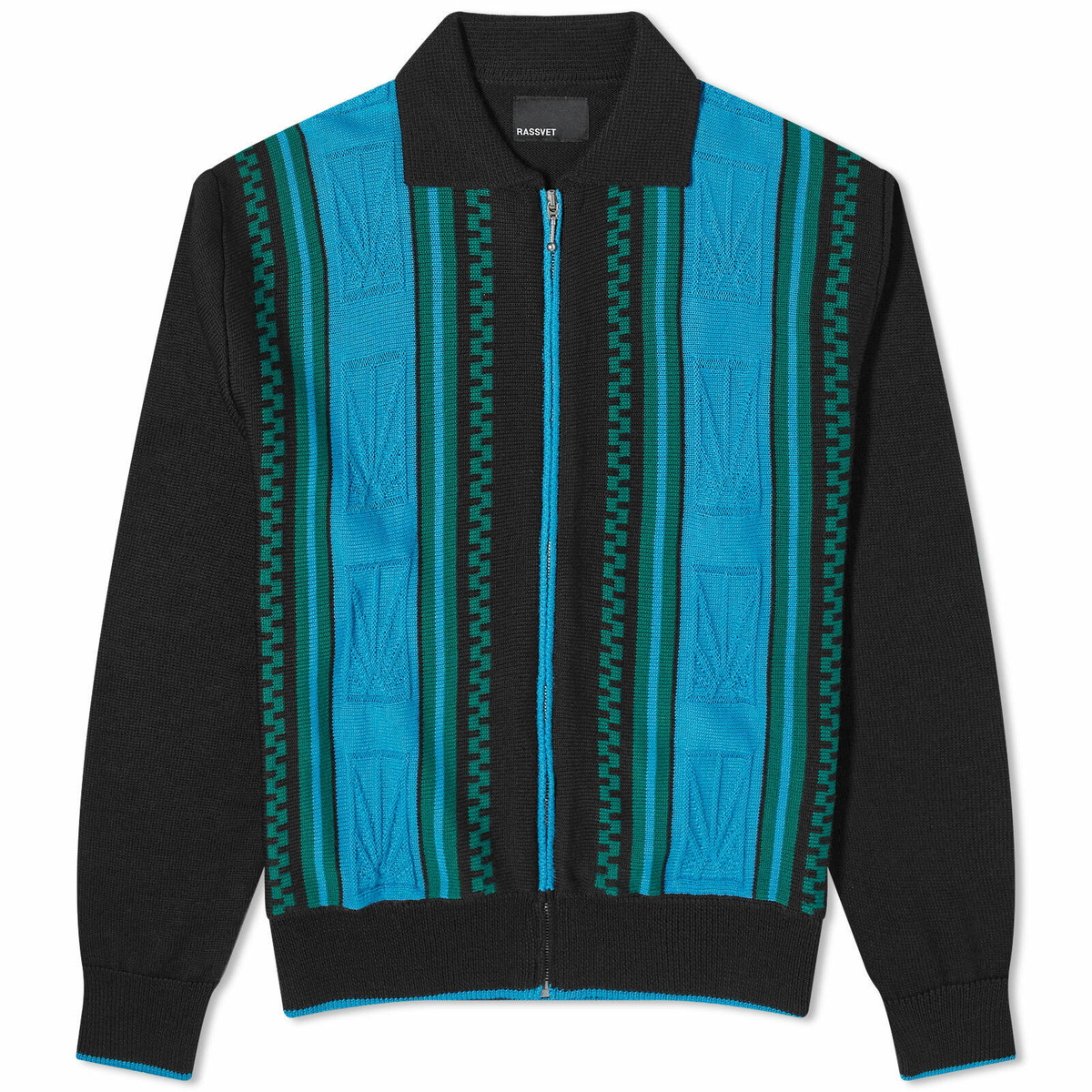 PACCBET Men's Stripe Zip Cardigan in Blue
