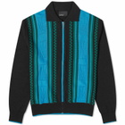 PACCBET Men's Stripe Zip Cardigan in Blue