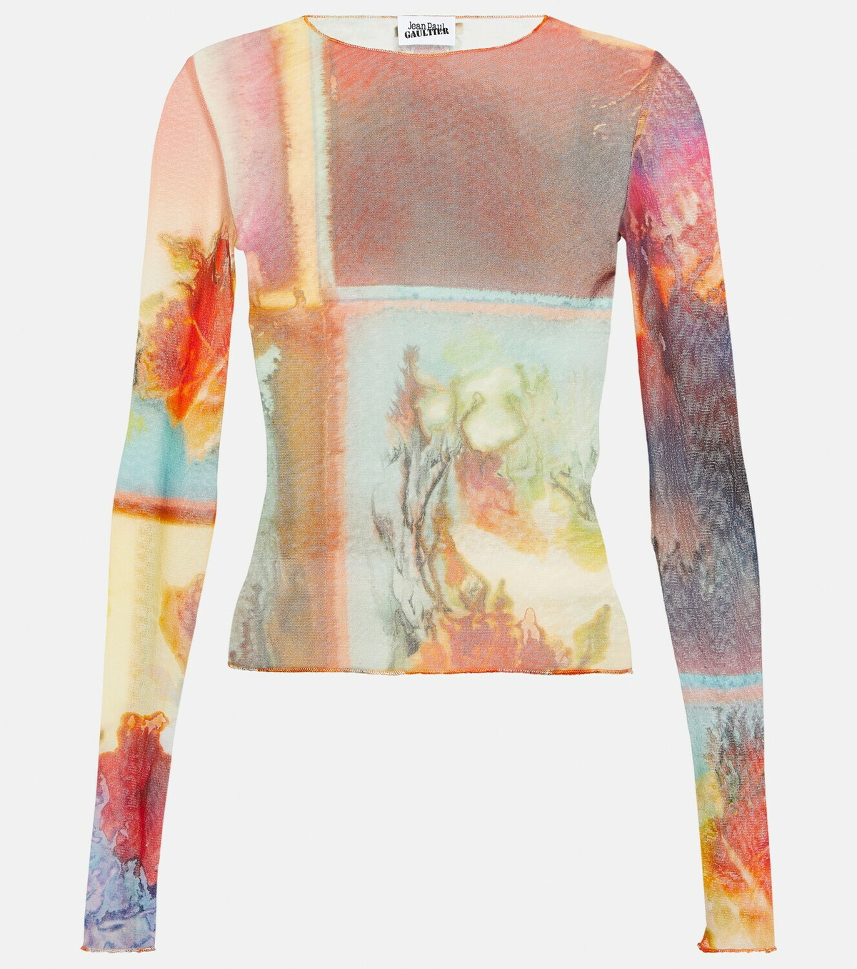 Jean Paul Gaultier Scarf printed mesh top Jean Paul Gaultier