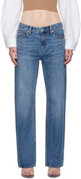 Alexander Wang Blue Mid-Rise Pre-Styled Logo Brief Jeans