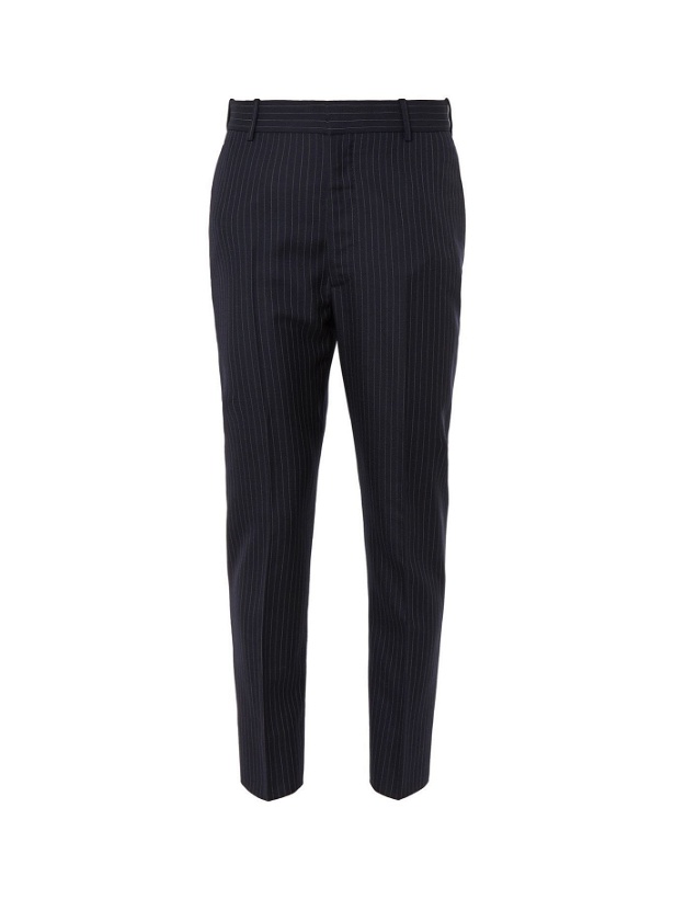 Photo: ALEXANDER MCQUEEN - Navy Slim-Fit Pinstriped Wool Suit Trousers - Blue