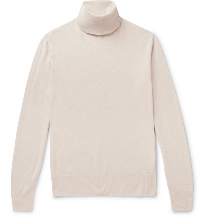 Photo: Loro Piana - Dolcevita Slim-Fit Baby Cashmere Rollneck Sweater - Off-white