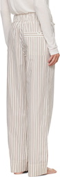 Tekla Off-White & Brown Poplin Pyjama Pants