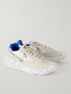 Nike - OverBreak Faux Leather-Trimmed Faux Suede and Canvas Sneakers - White