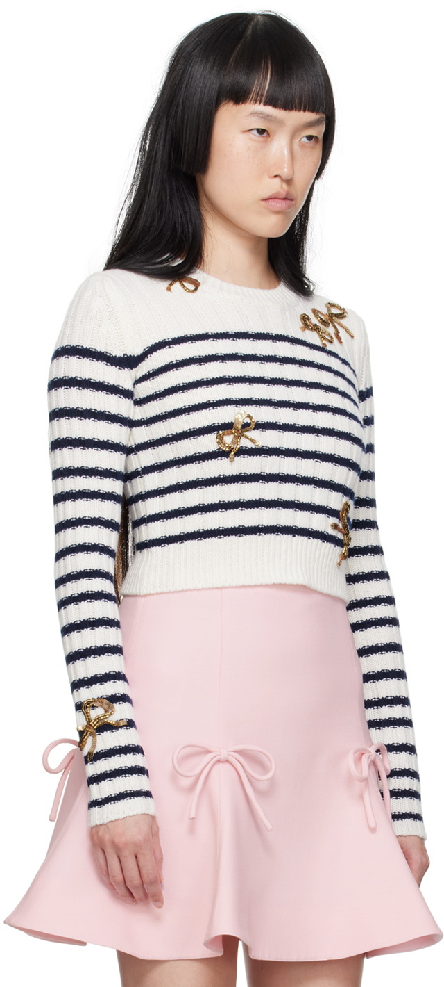 Navy Velvet Bow Sweater