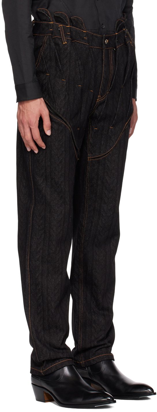 Juntae Kim SSENSE Exclusive Black Gathered Corset Jeans