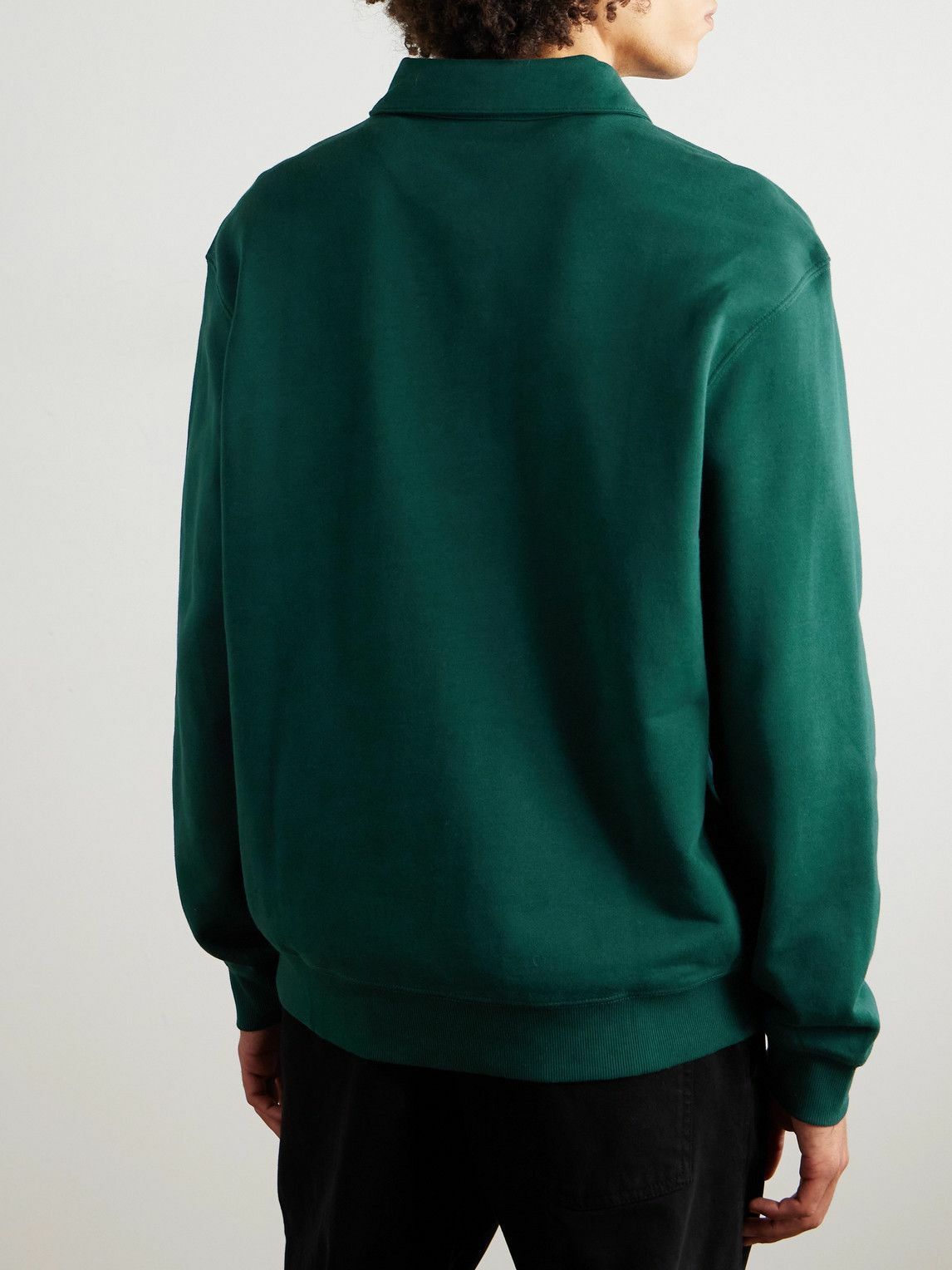 Carhartt WIP - Logo-Appliquéd Stretch-Cotton Jersey Polo Sweatshirt - Green