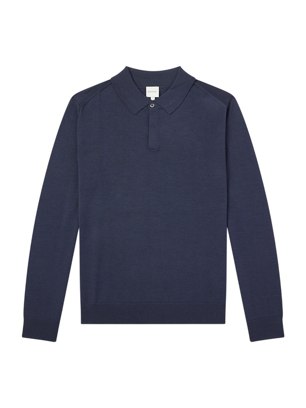 Photo: Paul Smith - Merino Wool Polo Shirt - Blue
