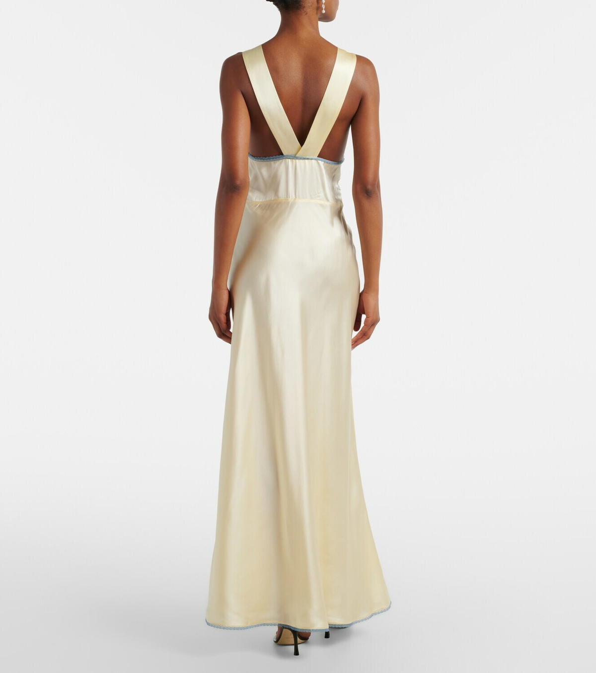 SIR Lace-trimmed silk maxi dress