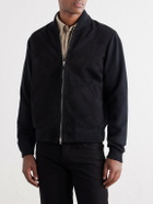 TOM FORD - Suede and Milano Stitch Wool Bomber Jacket - Black