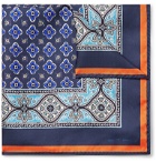 Etro - Printed Silk-Twill Pocket Square - Blue