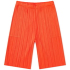 Pleats Please Issey Miyake Women's Pleats Shorts in Orange