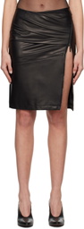 Nensi Dojaka Black Asymmetric Zip Leather Midi Skirt