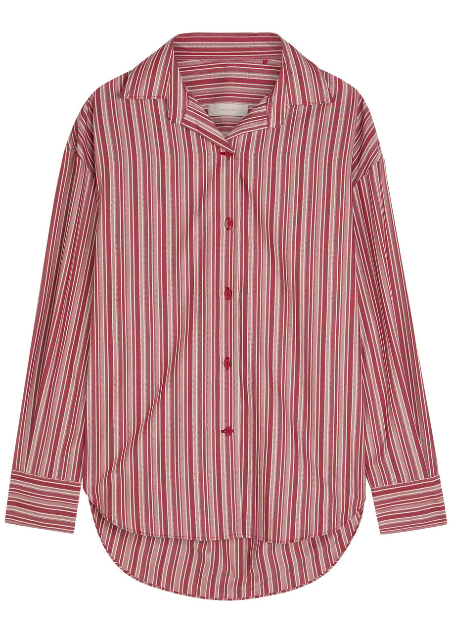 Faithfull The Brand En Vau Striped Cotton Shirt Red