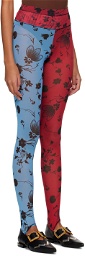Chopova Lowena Blue & Red Floral Leggings