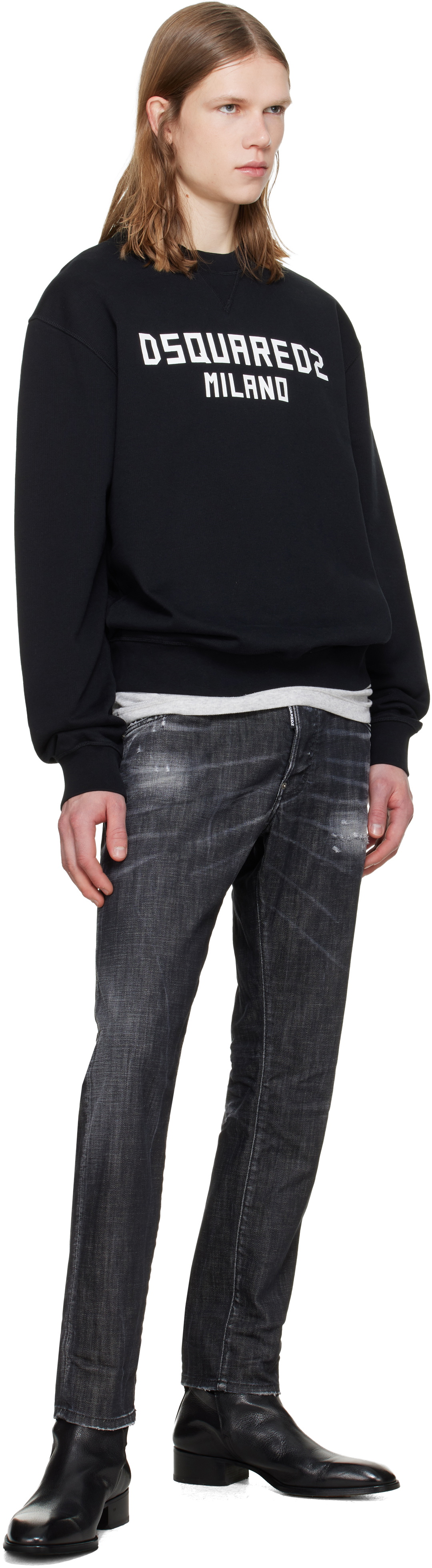 Dsquared2 Black Distressed Stretch Jeans