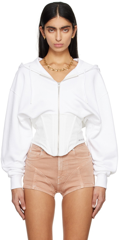 Photo: Mugler White Corseted Hoodie