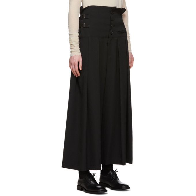 Yohji Yamamoto Black Tuck Wide Trousers Yohji Yamamoto