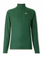 NIKE RUNNING - Slim-Fit Logo-Embroidered Waffle-Knit Dri-FIT Half-Zip Top - Green
