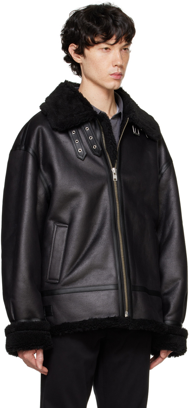 Dunst Black Loose-Fit Faux-Leather Jacket Dunst