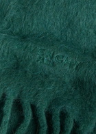 Givenchy Logo-embroidered Fringed Alpaca-blend Scarf - Dark Green - One Size