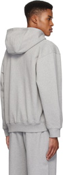 Marine Serre Gray Moon Logo Fleece Zipped Hoodie