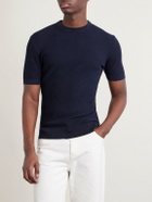FEDELI - Ribbed Cotton T-Shirt - Blue