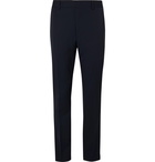 Fendi - Navy Tapered Satin-Trimmed Wool Trousers - Blue