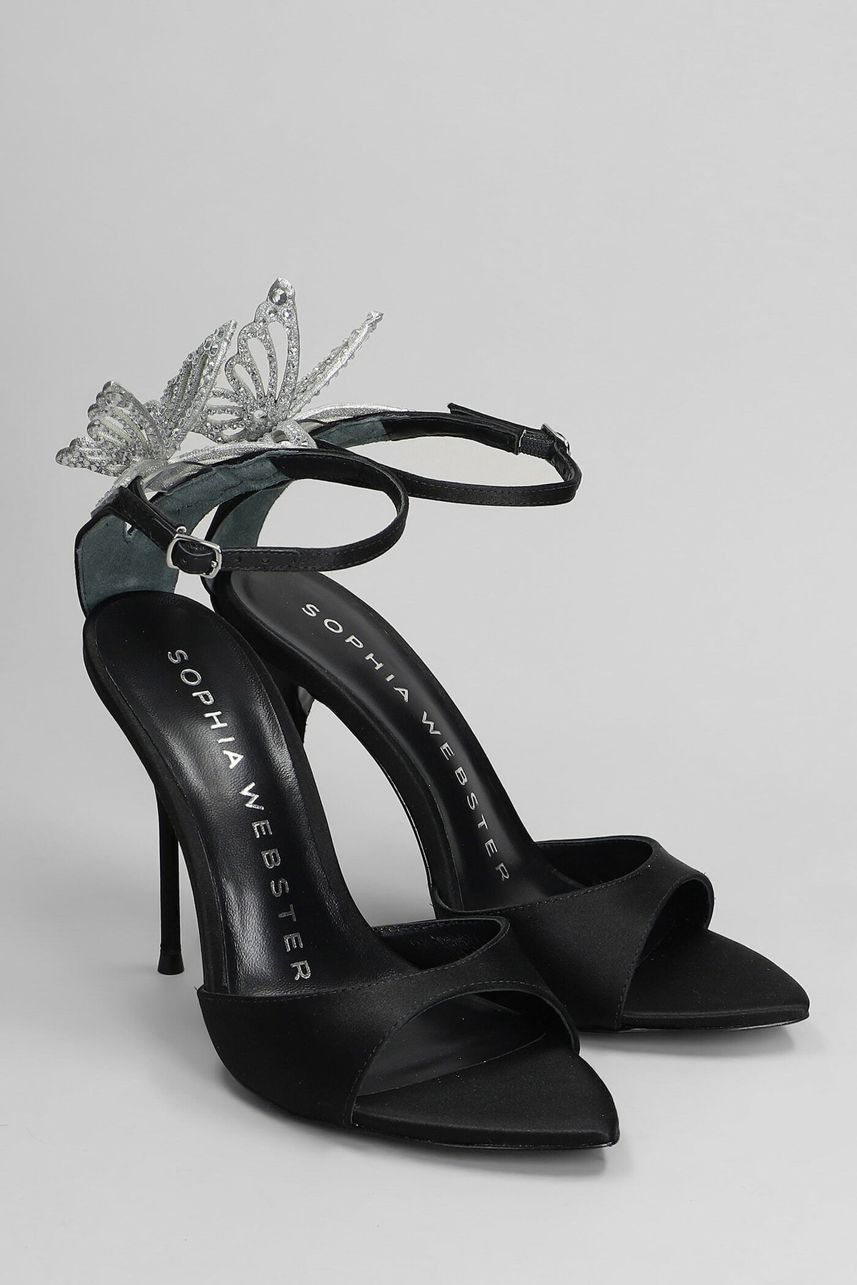 Sophia Webster Aura Sandals In Black Satin