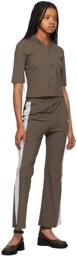 AMOMENTO Brown Color Blocked Lounge Pants