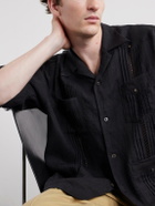 KAPITAL - Camp-Collar Pleated Linen Shirt - Black