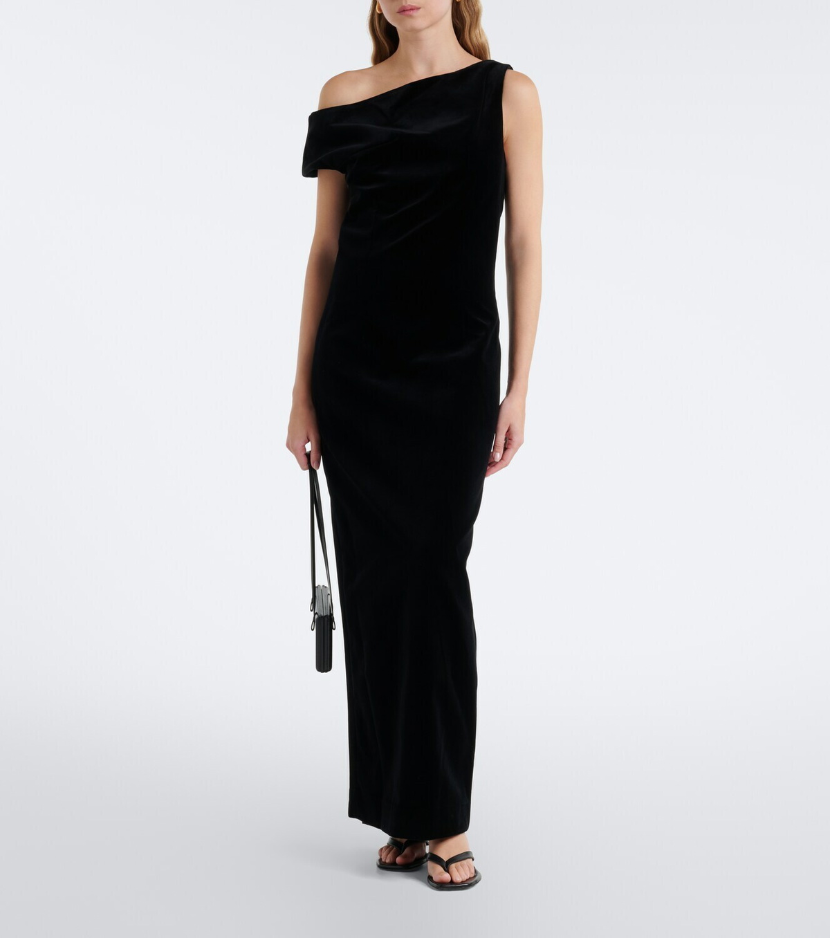 Róhe Asymmetric cotton velvet gown