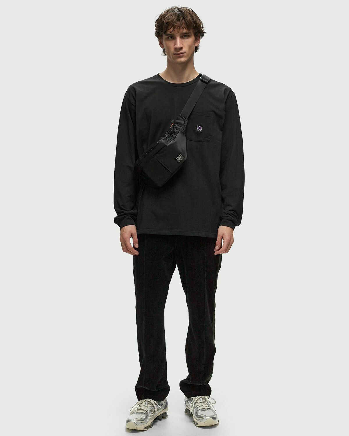 【NEEDLES】 25SS L/S Crew Neck Tee Poly Jersey - BLACK Needles L/S Crew Neck Tee Poly Jersey Black Longsleeves Needles
