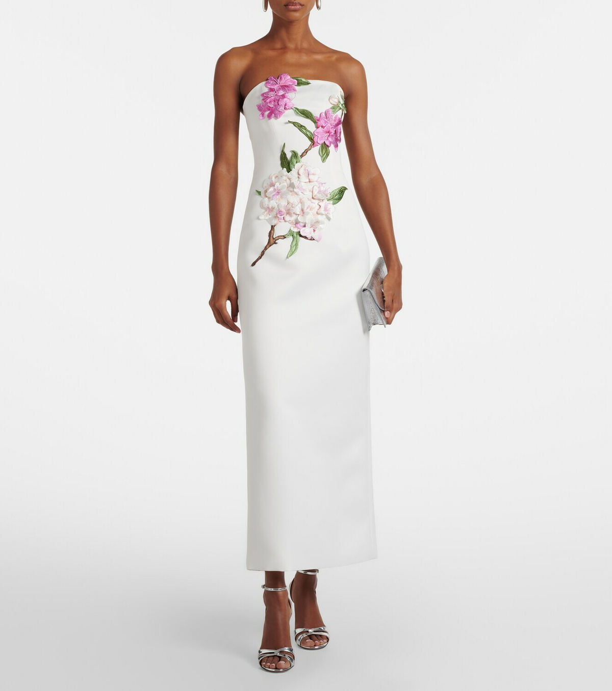 Leo Lin Rayna floral-appliqué bustier dress