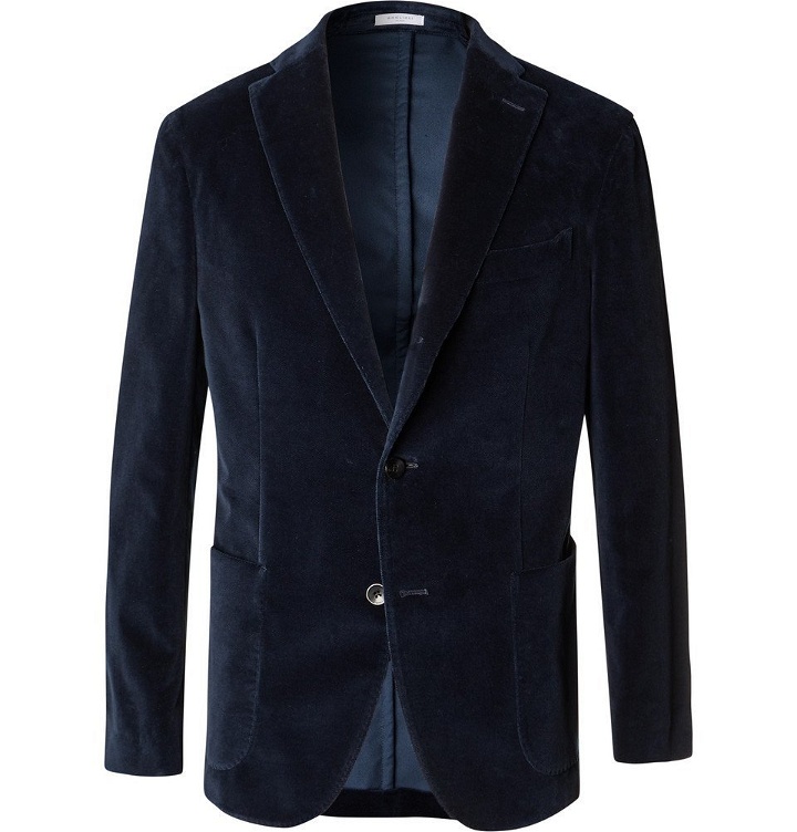 Photo: Boglioli - Navy K-Jacket Slim-Fit Unstructured Stretch-Cotton Velvet Blazer - Navy