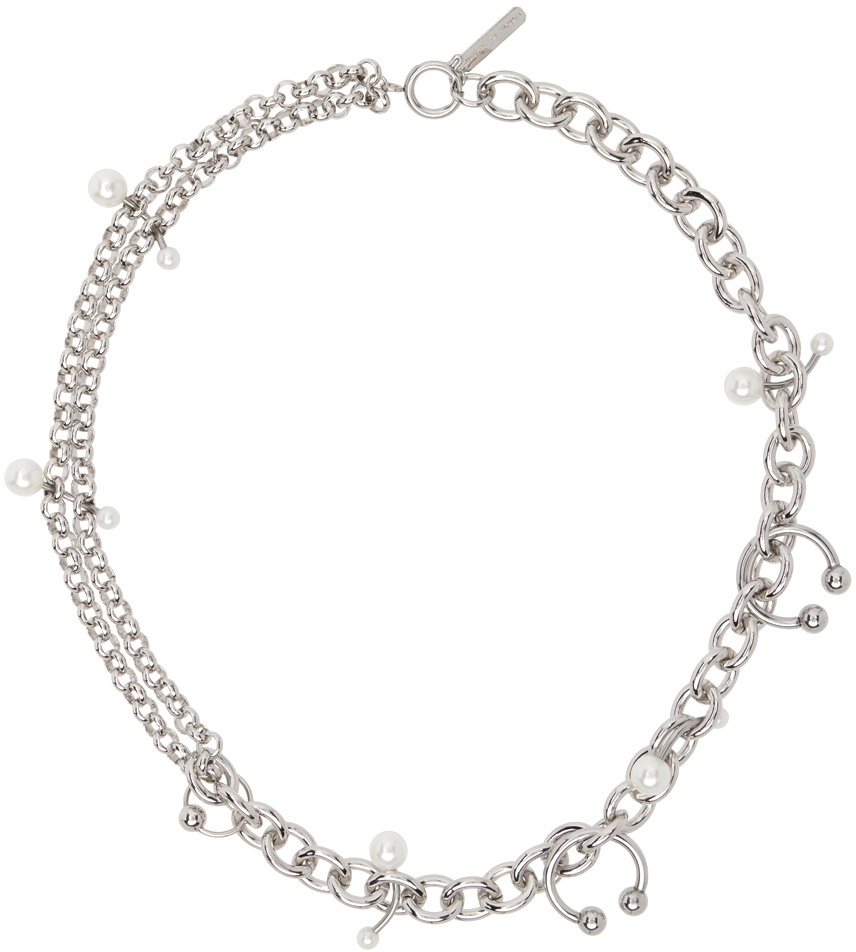 Justine Clenquet Silver Holly Pearl Necklace