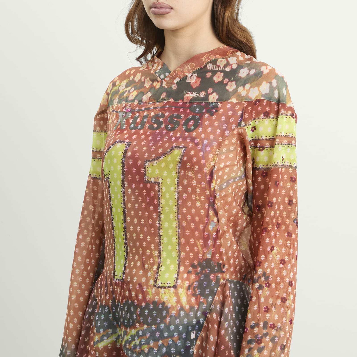 Paolina Russo Women's Long Sleeve Short Dress in Muddy Orange