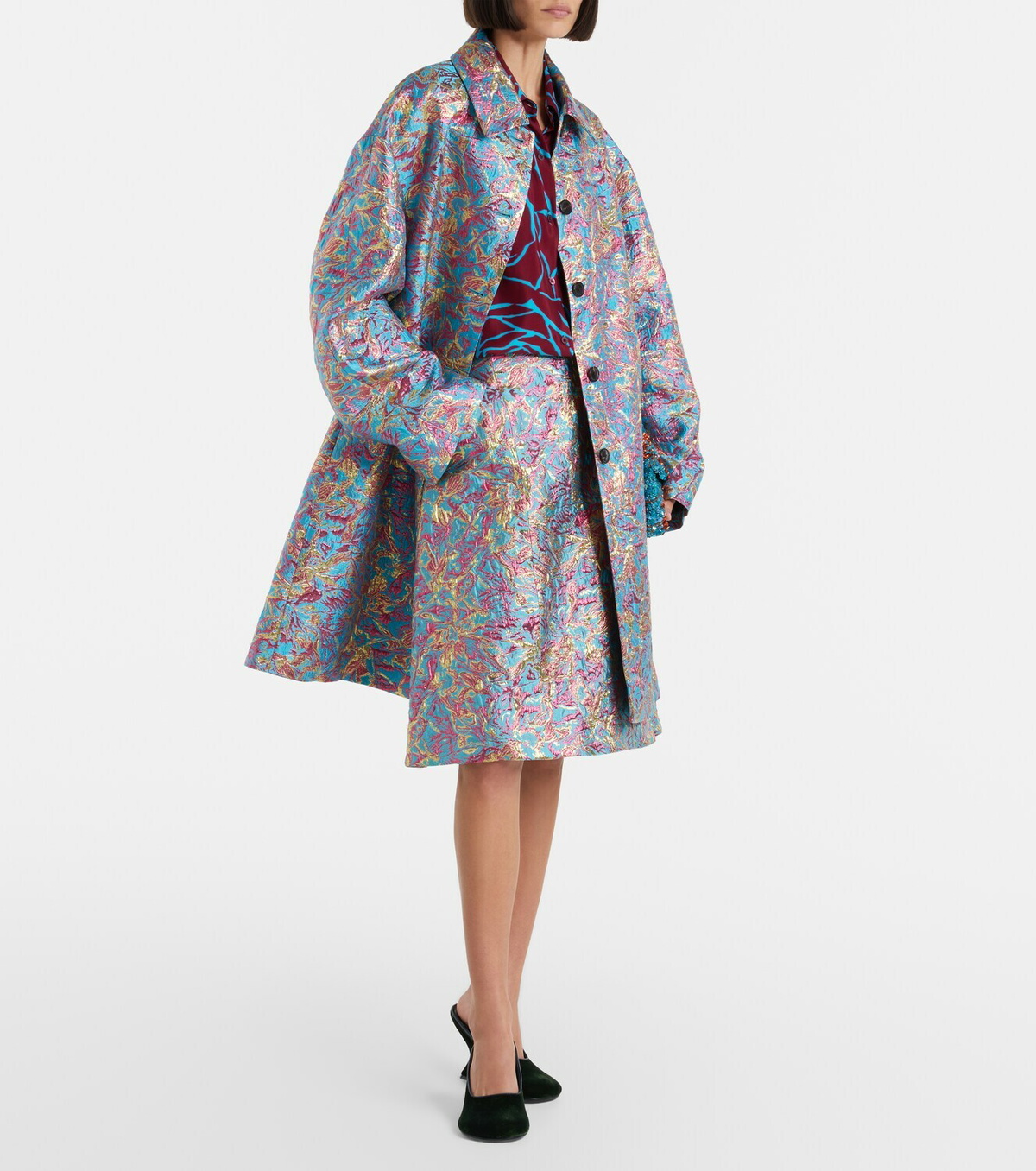 Dries Van Noten Brocade midi skirt