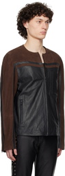 Deadwood SSENSE Exclusive Black & Brown Racer Leather Biker Jacket