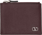 Valentino Garavani Burgundy VLogo Signature Card Holder