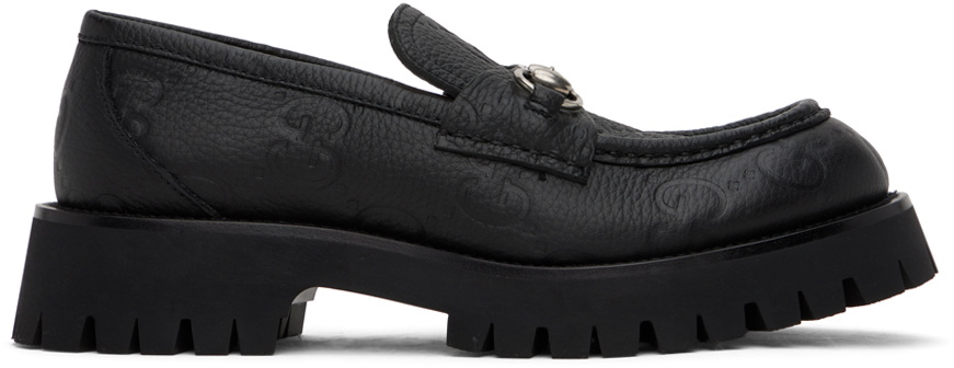 Gucci Black GG Horsebit Loafers