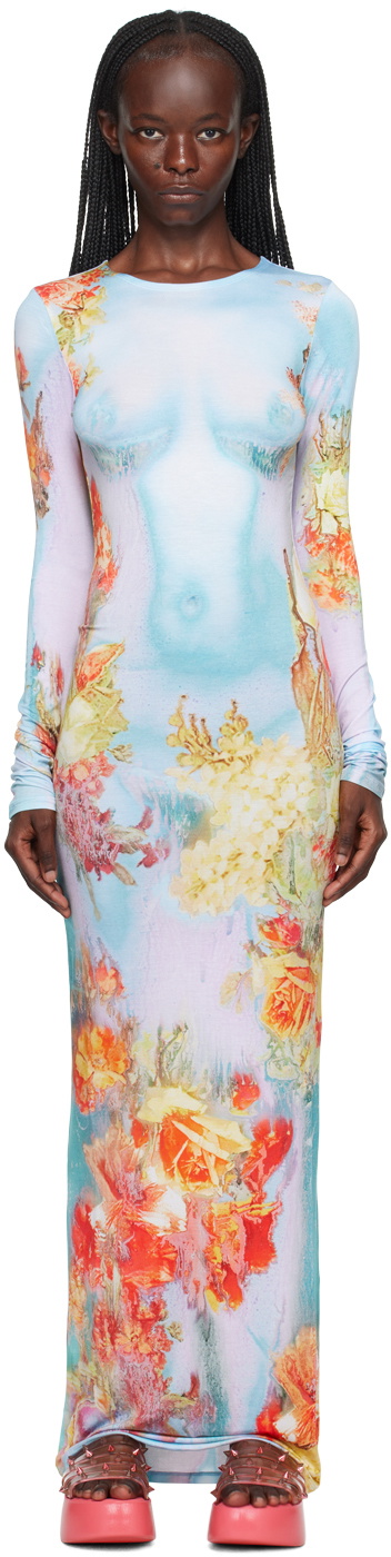 Jean Paul Gaultier Blue 'The Body Flower' Maxi Dress