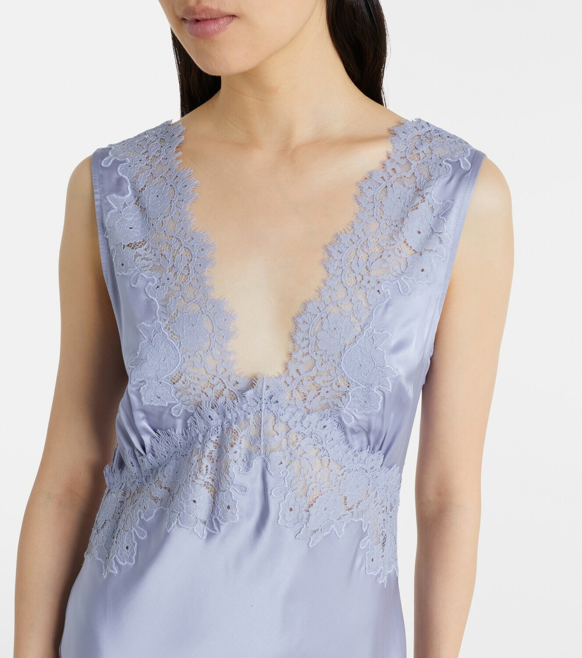 Rixo Lysandra lace-trimmed satin maxi dress
