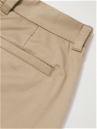 Giorgio Armani - Tapered Cropped Pleated Cotton-Blend Sateen Trousers - Neutrals