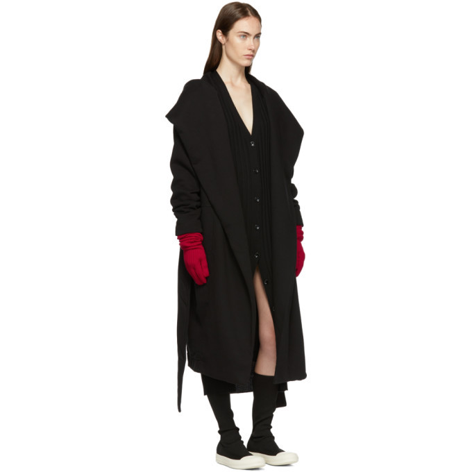 Rick Owens Drkshdw Black Spa Robe Coat Rick Owens Drkshdw