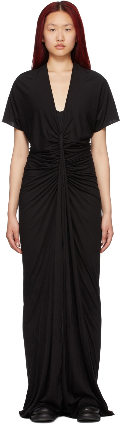 Rick Owens Lilies Black Jersey V-Neck Short Sleeve Maxi Dress Rick Owens Lilies Rick Owens Lilies Black Jersey V-Neck Short Sleeve Maxi Dress Rick Owens Lilies