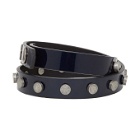 Faith Connexion Navy Leather Stud Bracelet